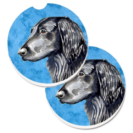 Carolines Treasures Blue Flat Coated Retriever Set of 2 Cup Holder Car Coaster LH9366BUCARC